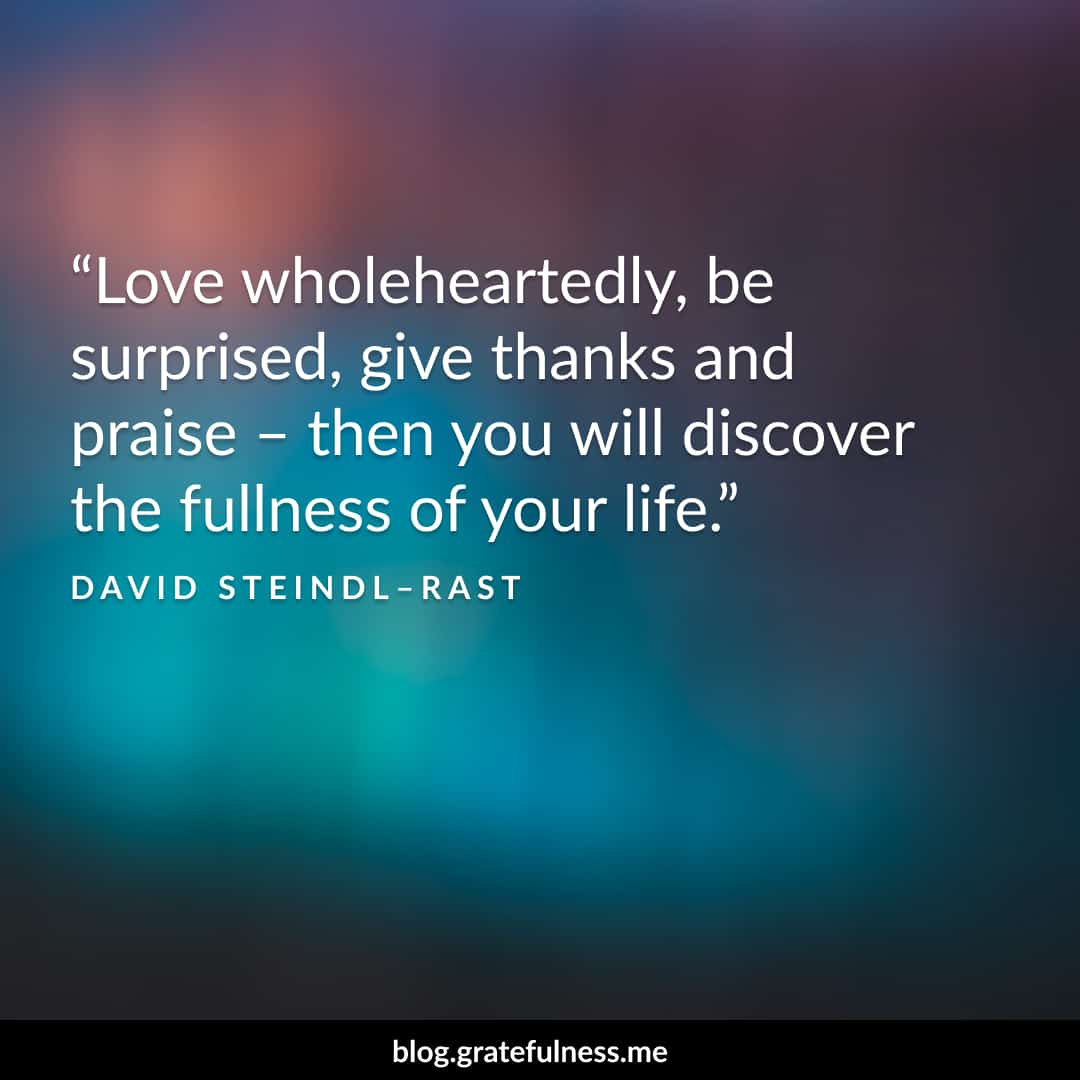 Image of a gratitude quote by David Steindl-Rast