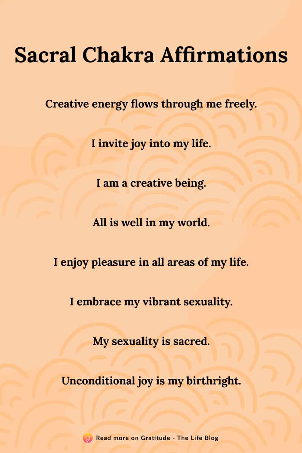 Image with list of sacral chakra affirmations