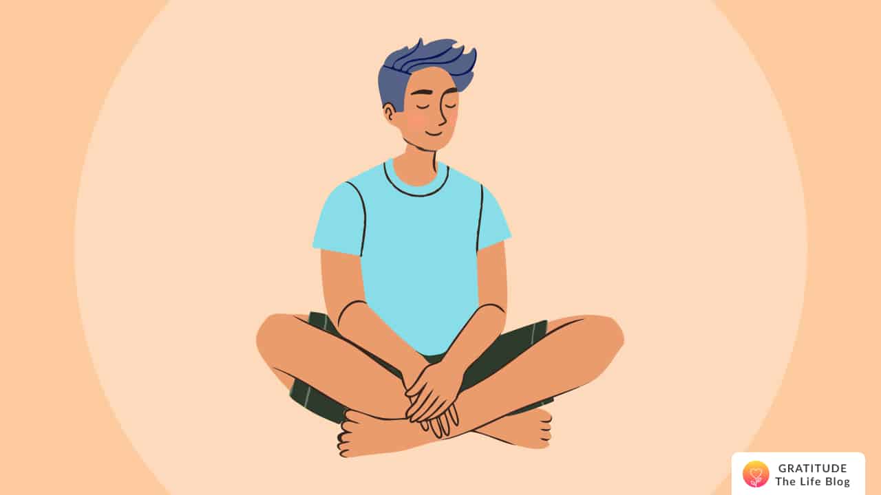 Image with illustration of a man sitting cross-legged
