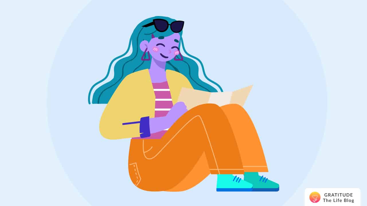 Image with illustration on a person sitting down and reading
