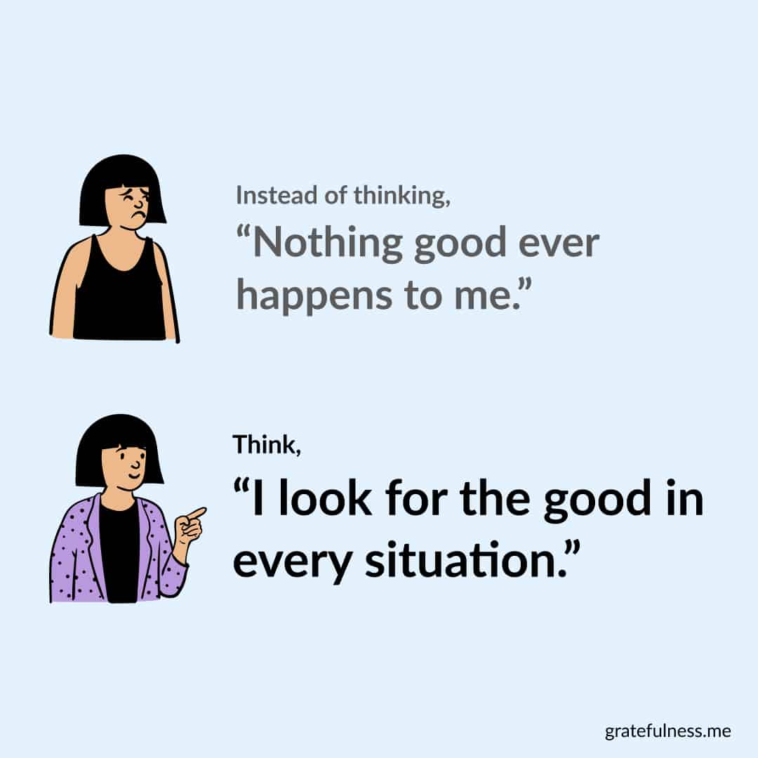 Image with example sentences of negative to positive affirmations