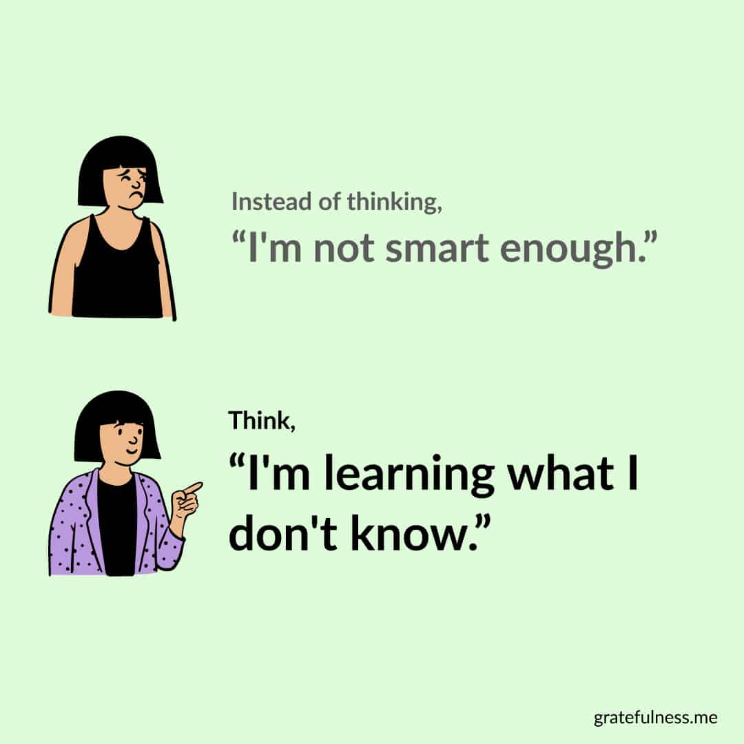 Image with example sentences of negative to positive affirmations