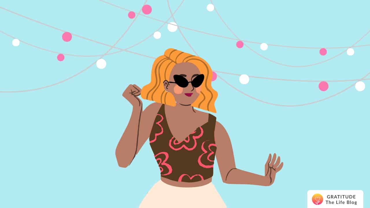 Image with illustration of a woman dancing