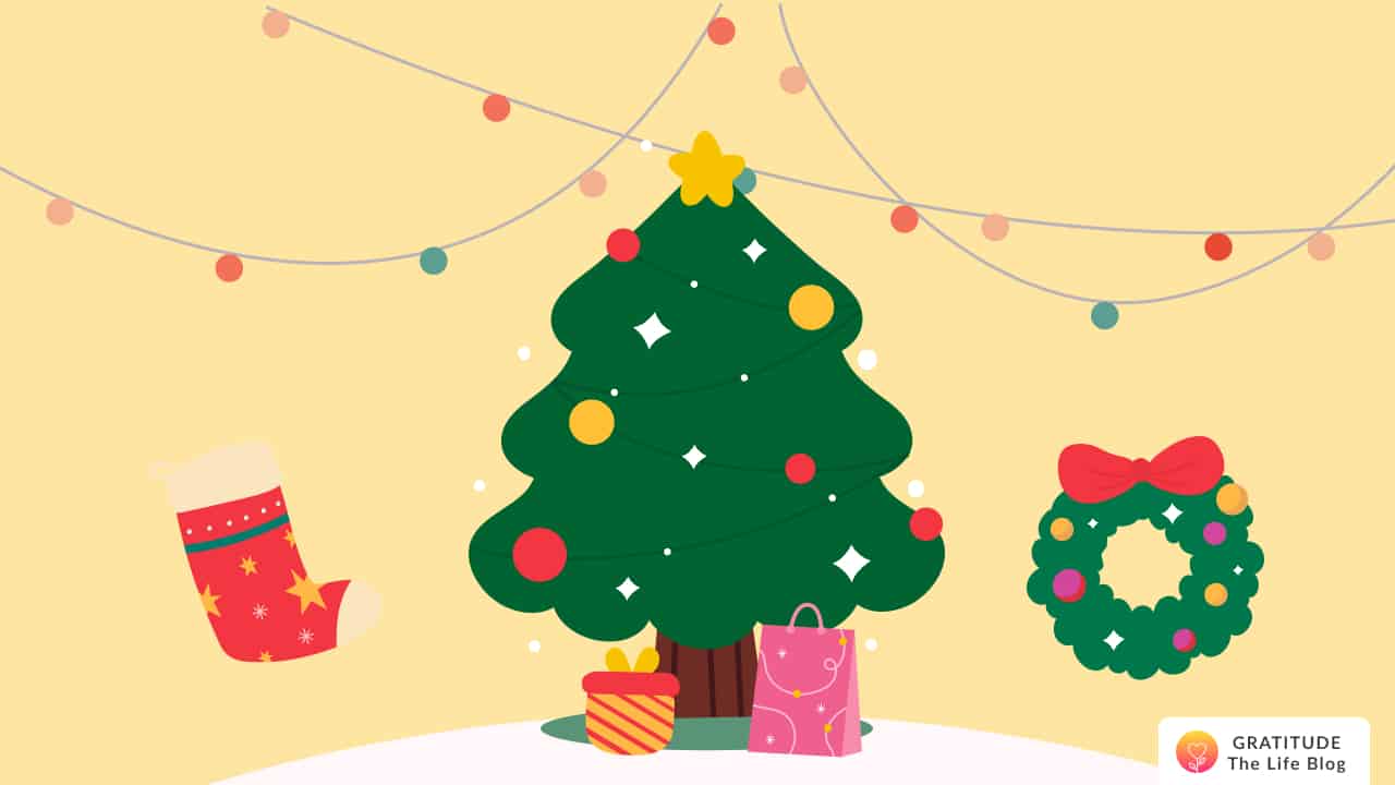 Image with illustration of a Christmas tree