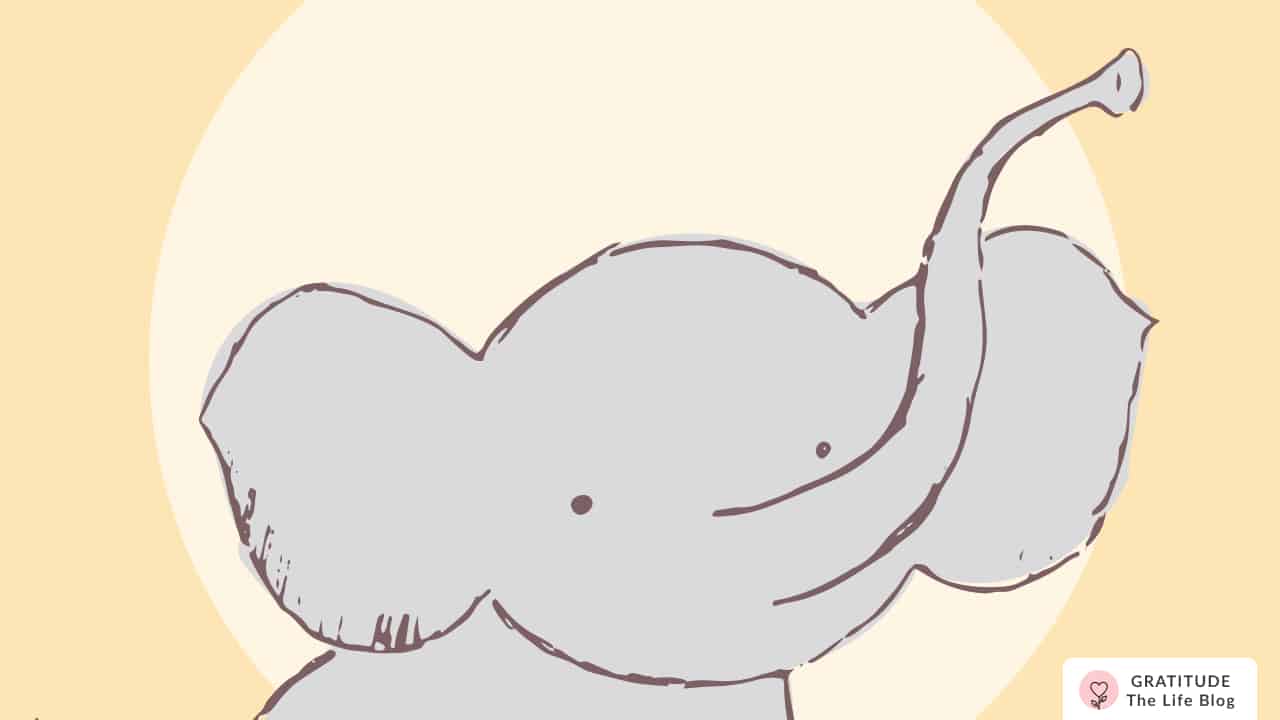 Image with illustration of an elephant's face