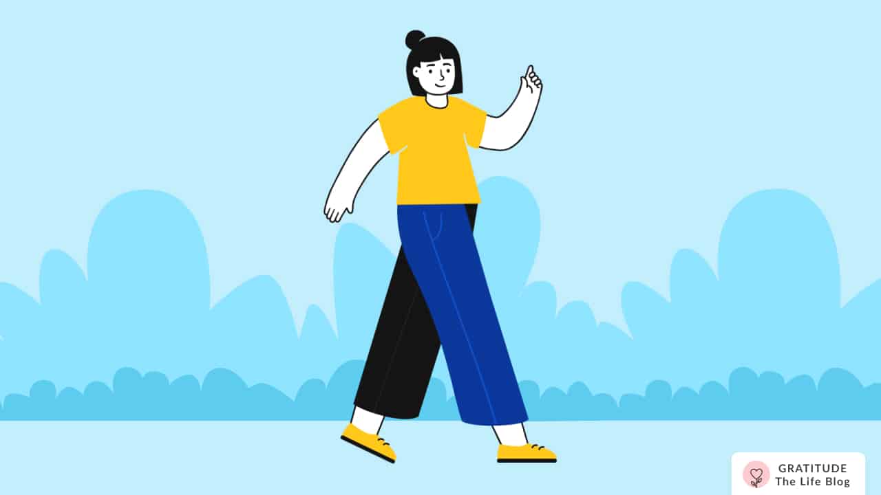 Image with illustration of a person walking