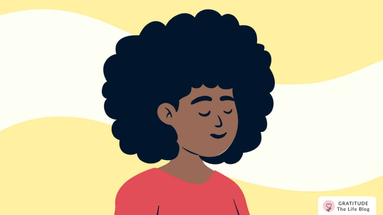 Image with illustration of a woman practicing affirmations