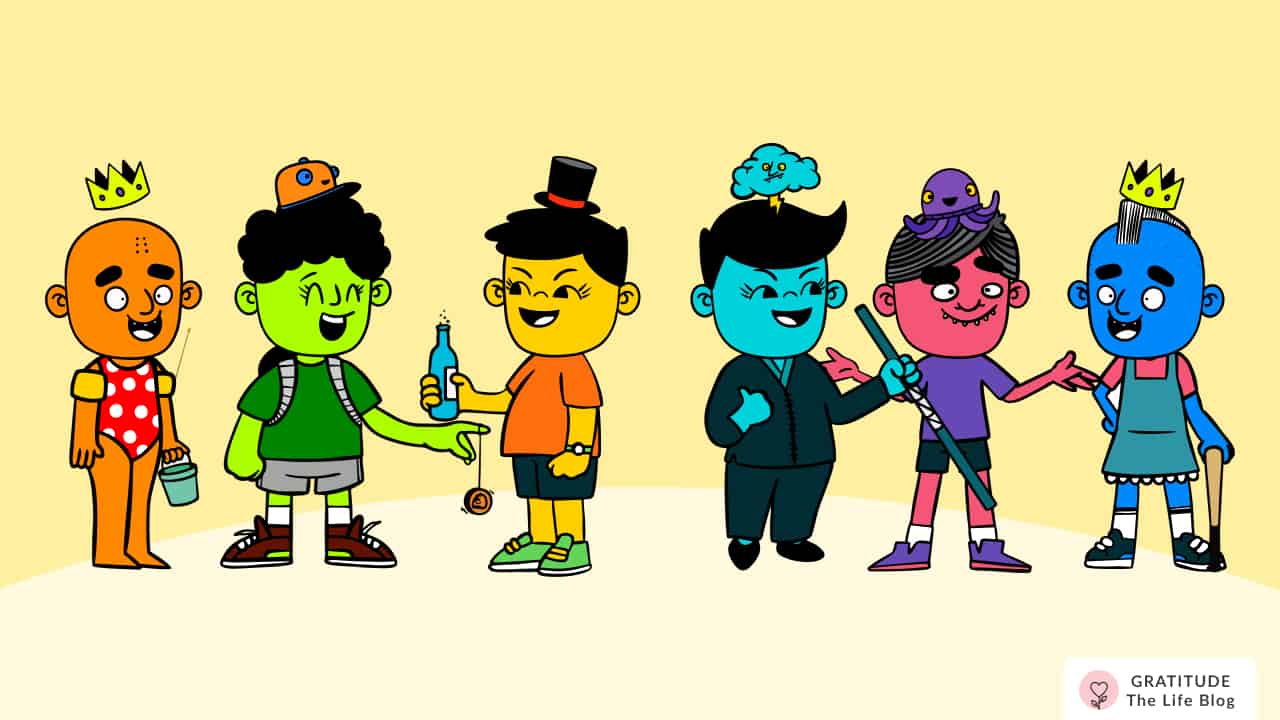 Image with illustration of 6 kids