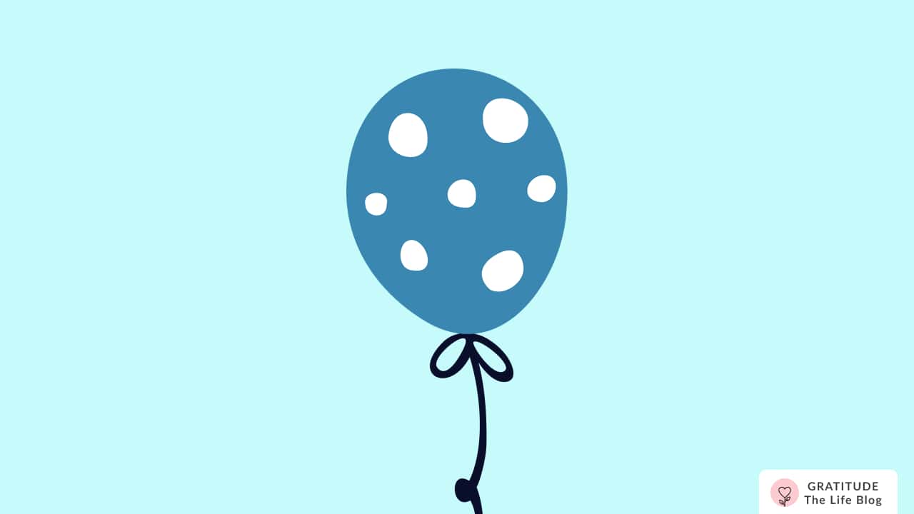 Image with illustration of a blue balloon