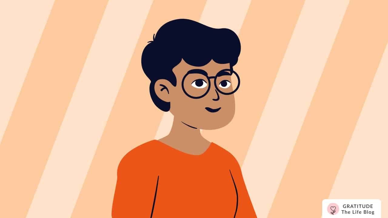 Image with illustration of a person wearing glasses