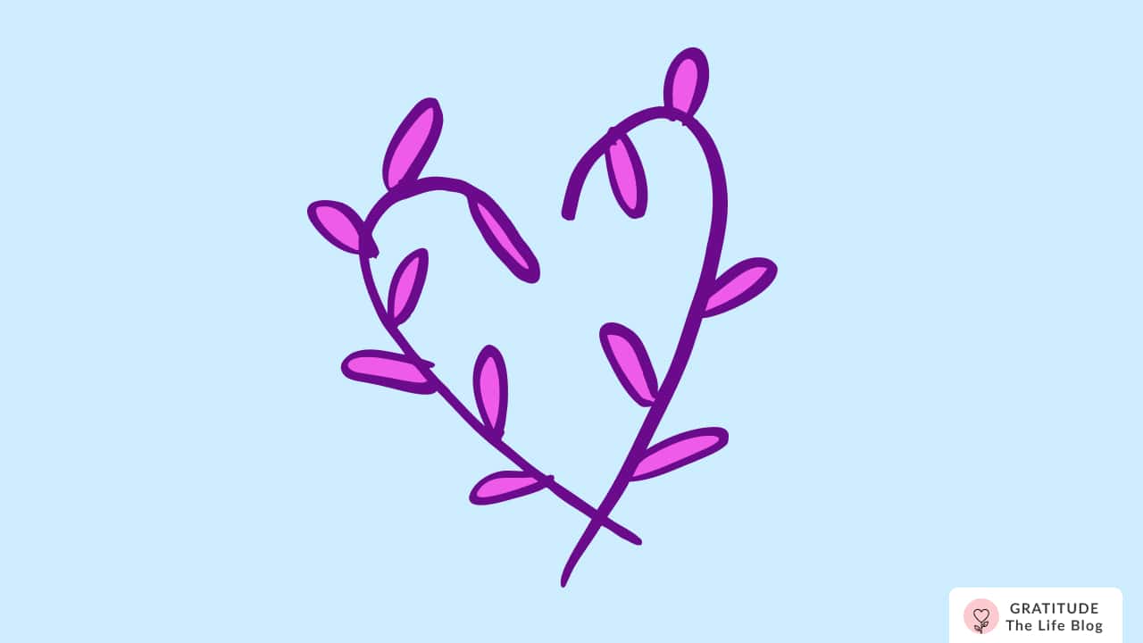 Image with illustration of a heart of leaves
