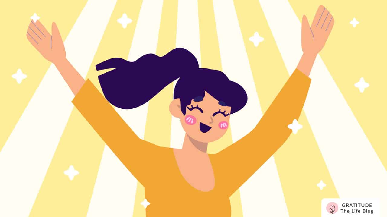 Image with illustration of a person rejoicing