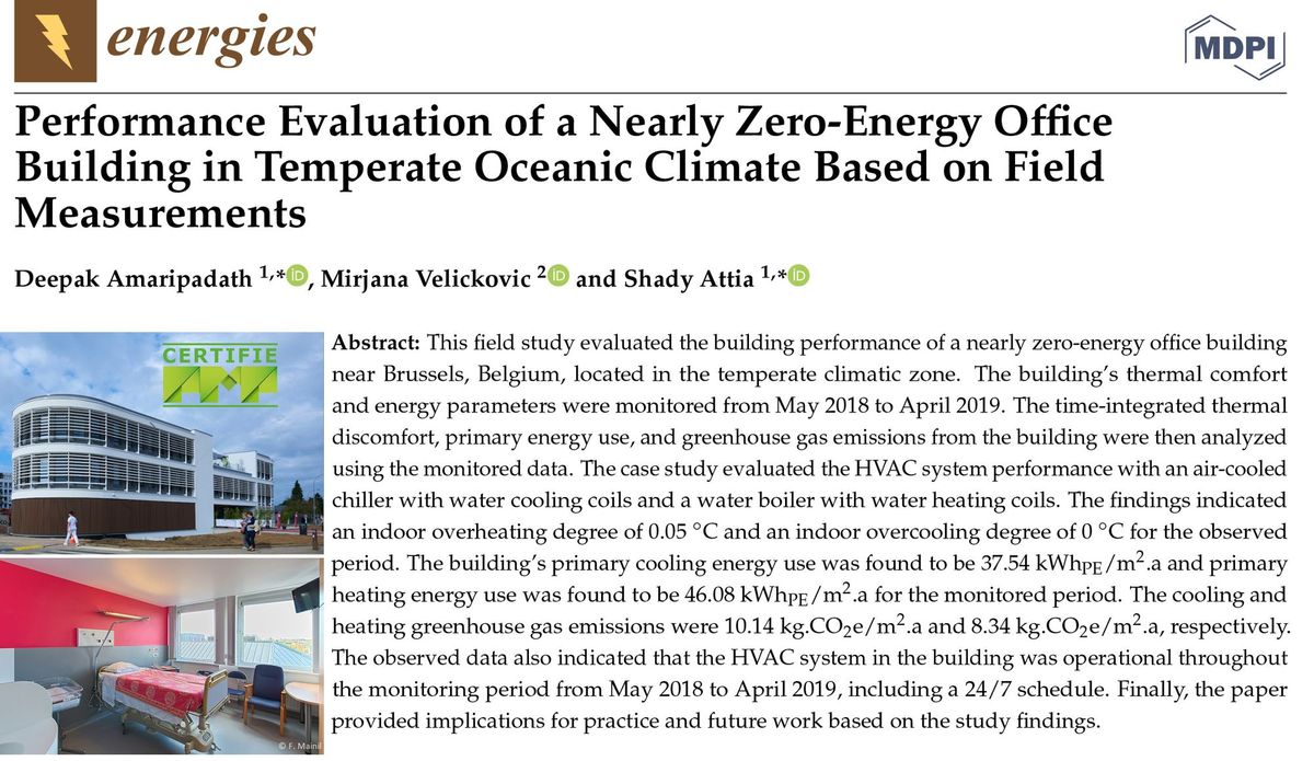 [New Paper] Performance Evaluation of a nZEB in Temperate Climate Based on Field Measurements