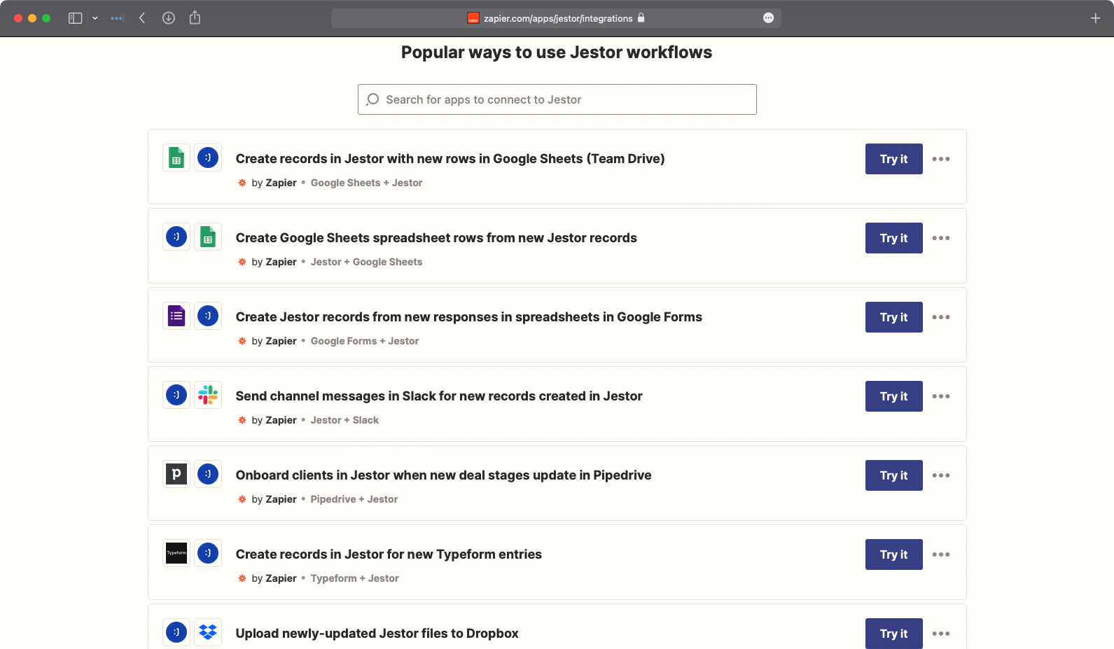 Jestor and Zapier integrations Excel spreadsheet solution