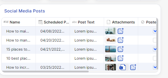 Jestor social media management template table