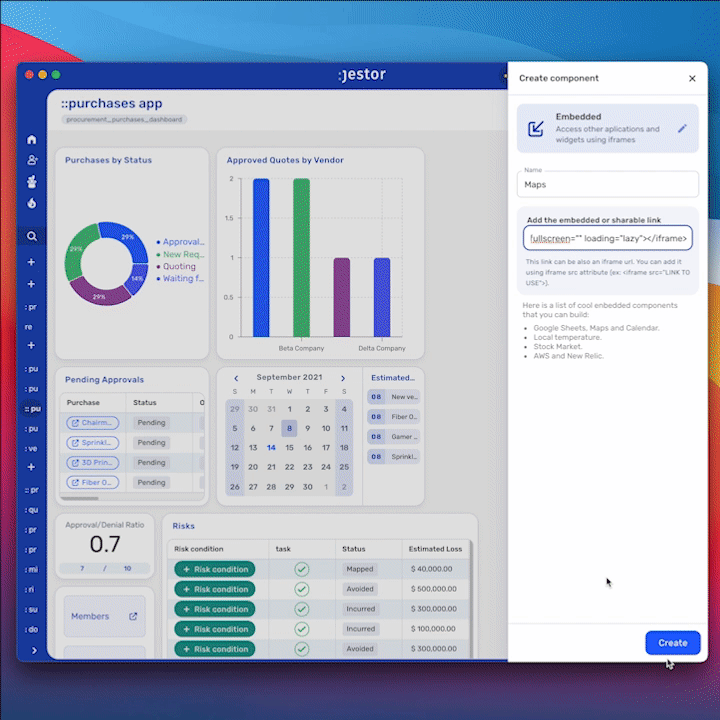 Launching App Builder: create apps by dragging and dropping components.