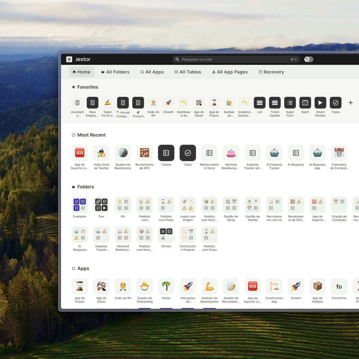 <strong>Novo 'Home' do Jestor: A Solução Definitiva para Organizar Seus Apps e Workspaces</strong>