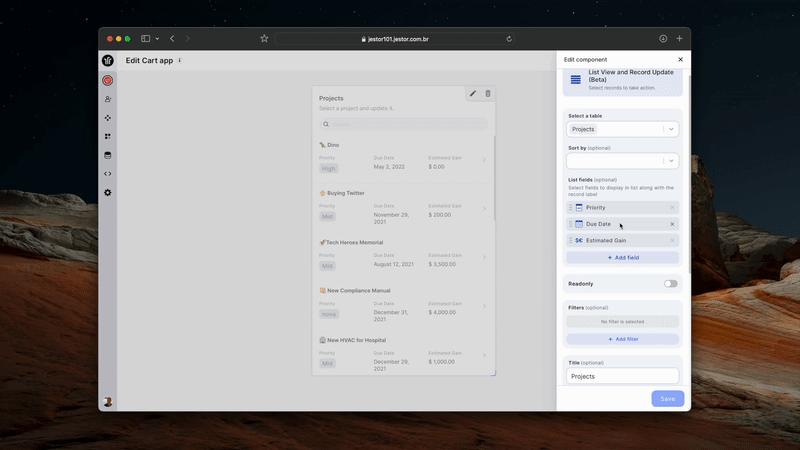 New List View Component