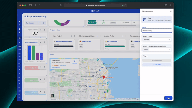 Launching Flow: Add as many boards and kanbans as you want to your App.