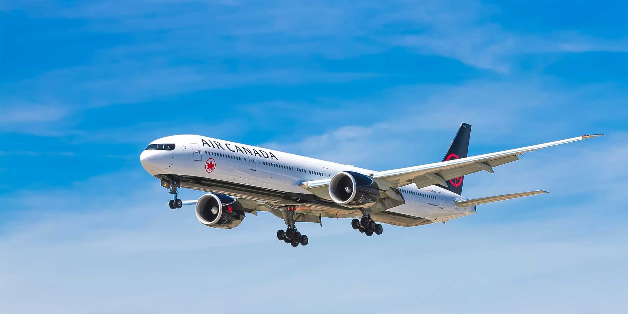 Air Canada airplane preparing for landing.