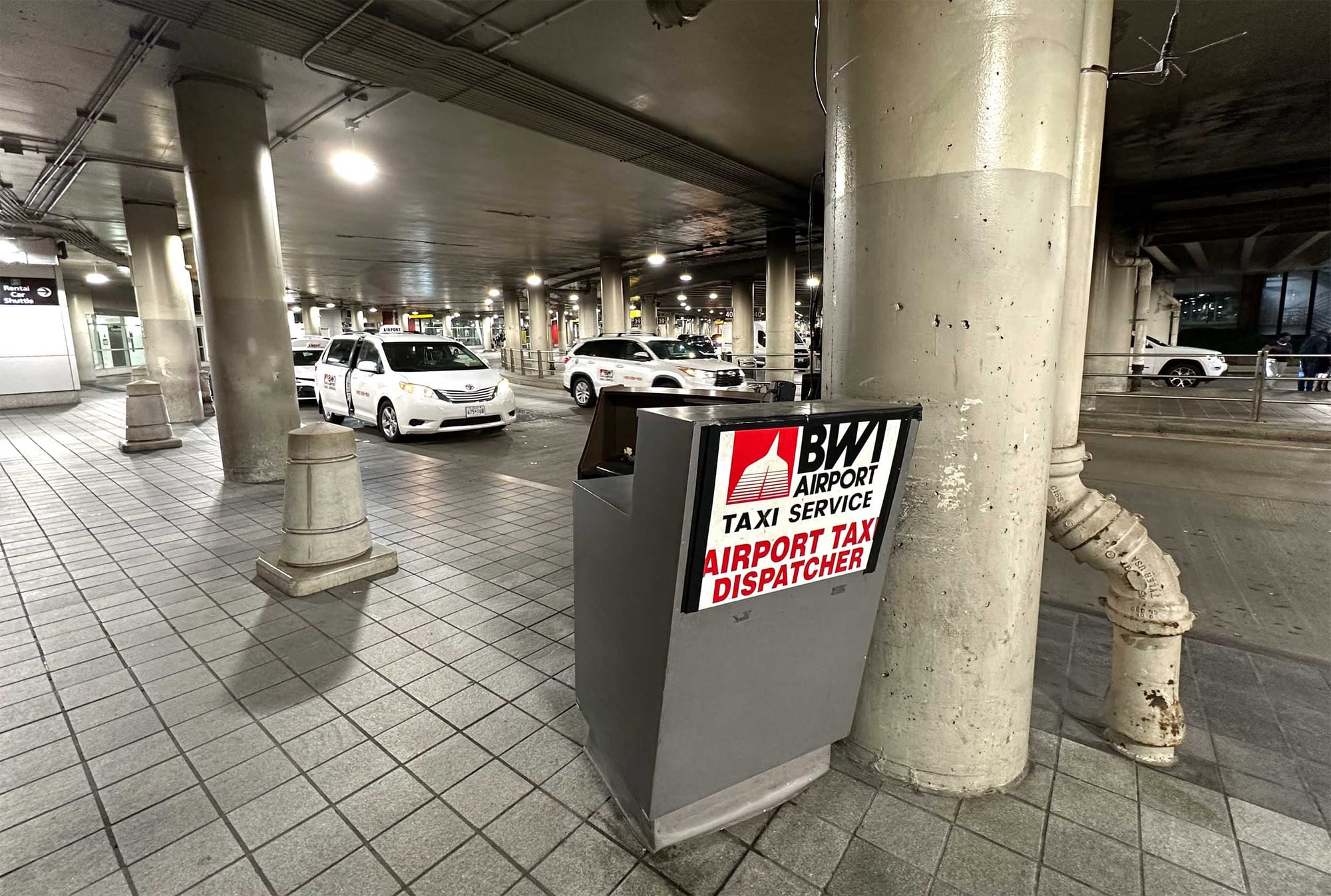 Taxi service stand at Baltimore airport.