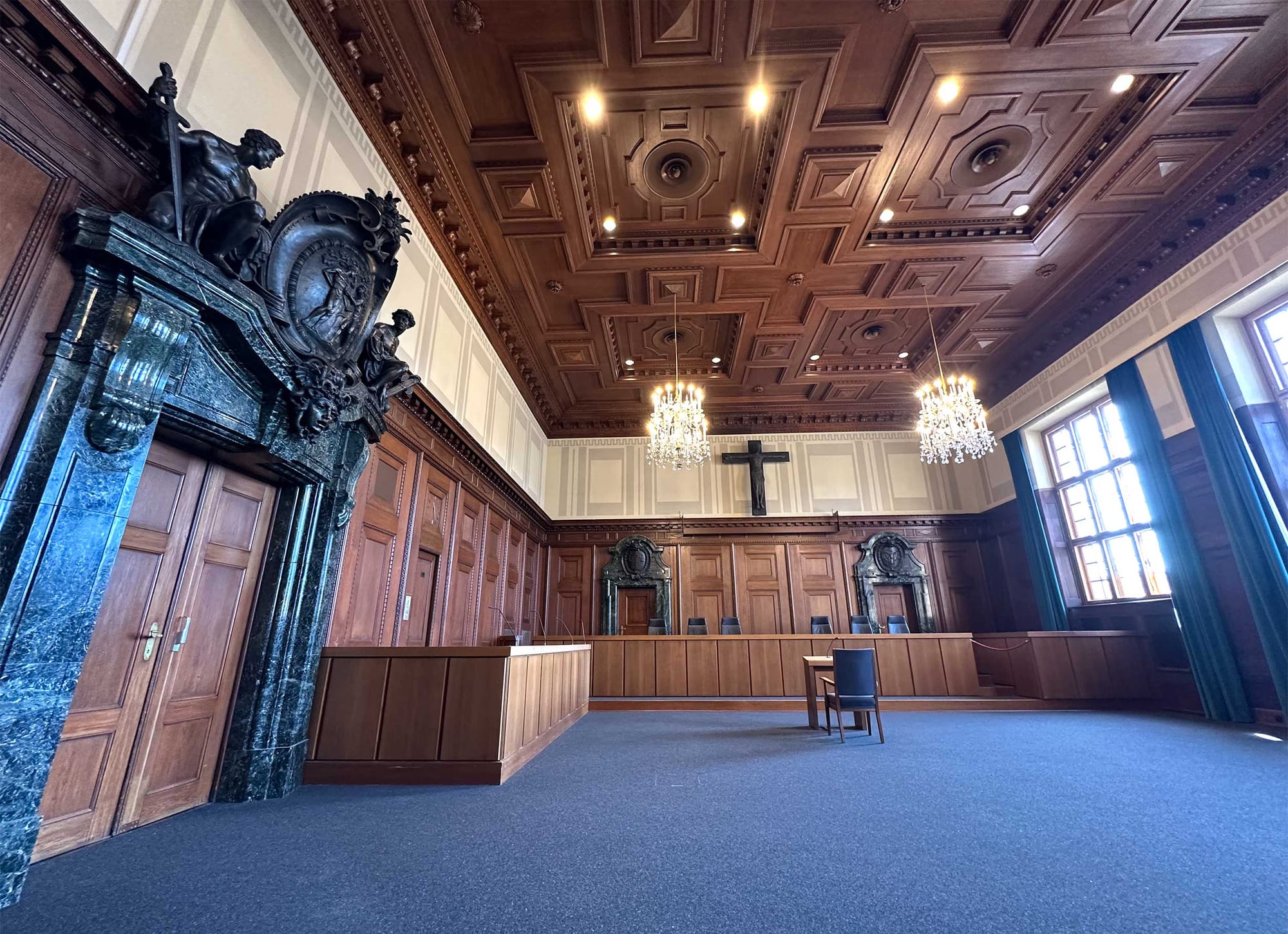 Interior of courtroom where trials were held.