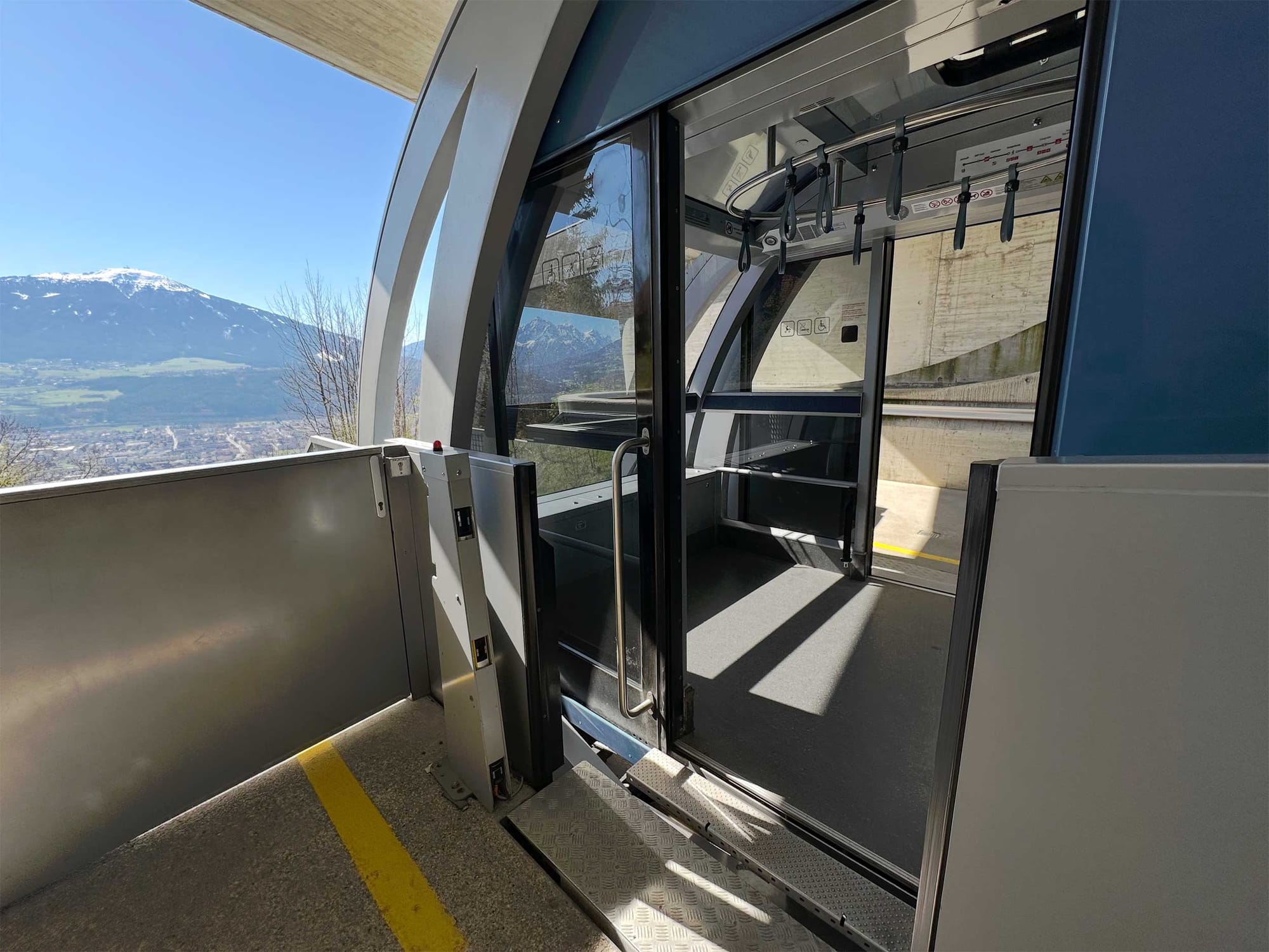 Interior of accessible funicular car.