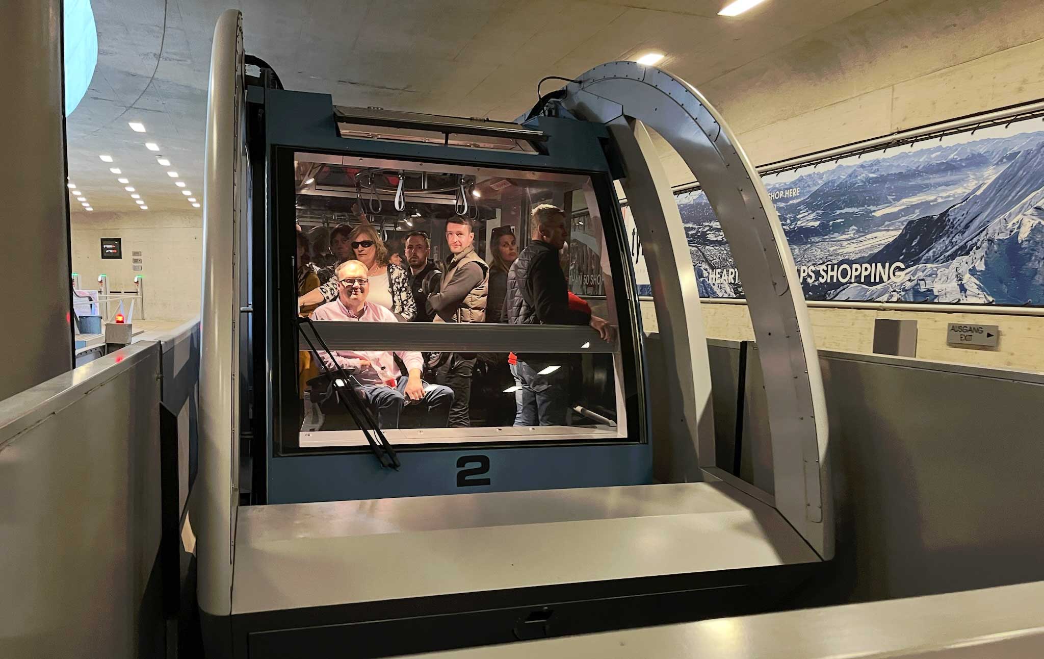 John pictured inside of the funicular car.