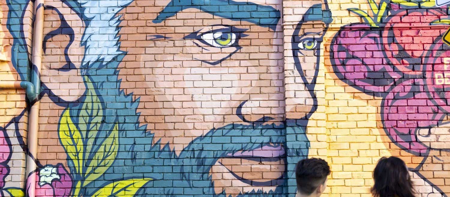 Street art in Sydney on a brick wall.