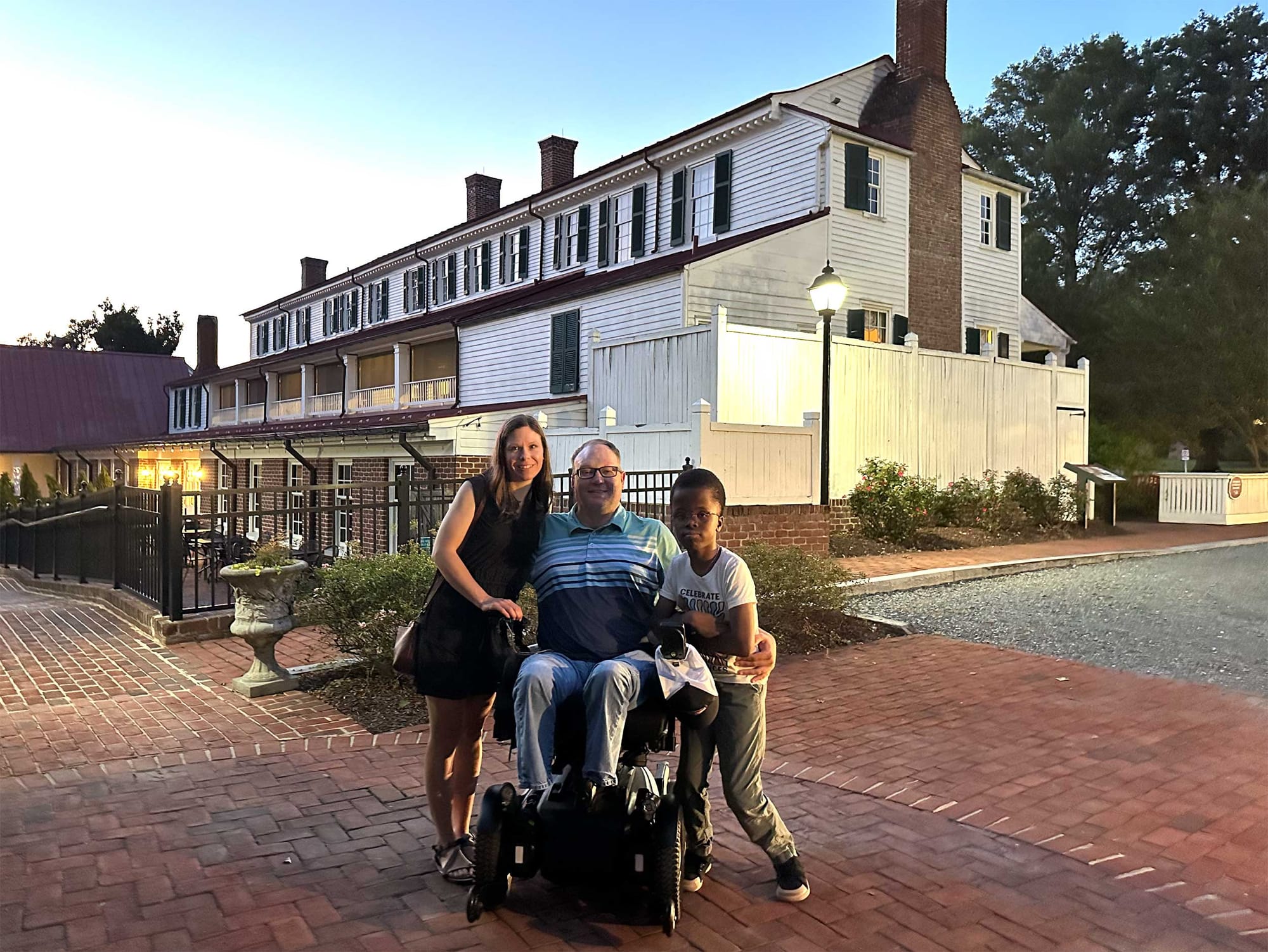 John, Stevie and Robert pictured outside of the tavern.
