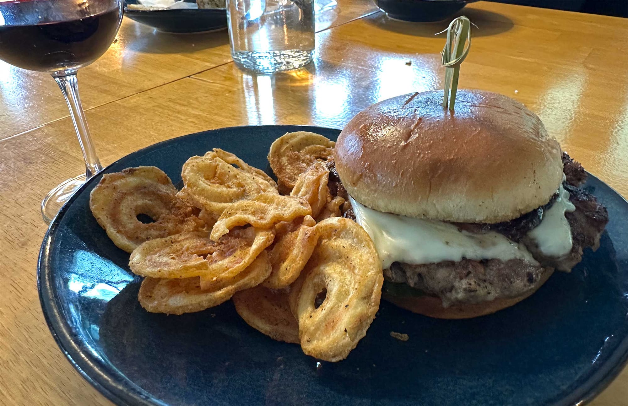 Cheeseburger and house-made chips.