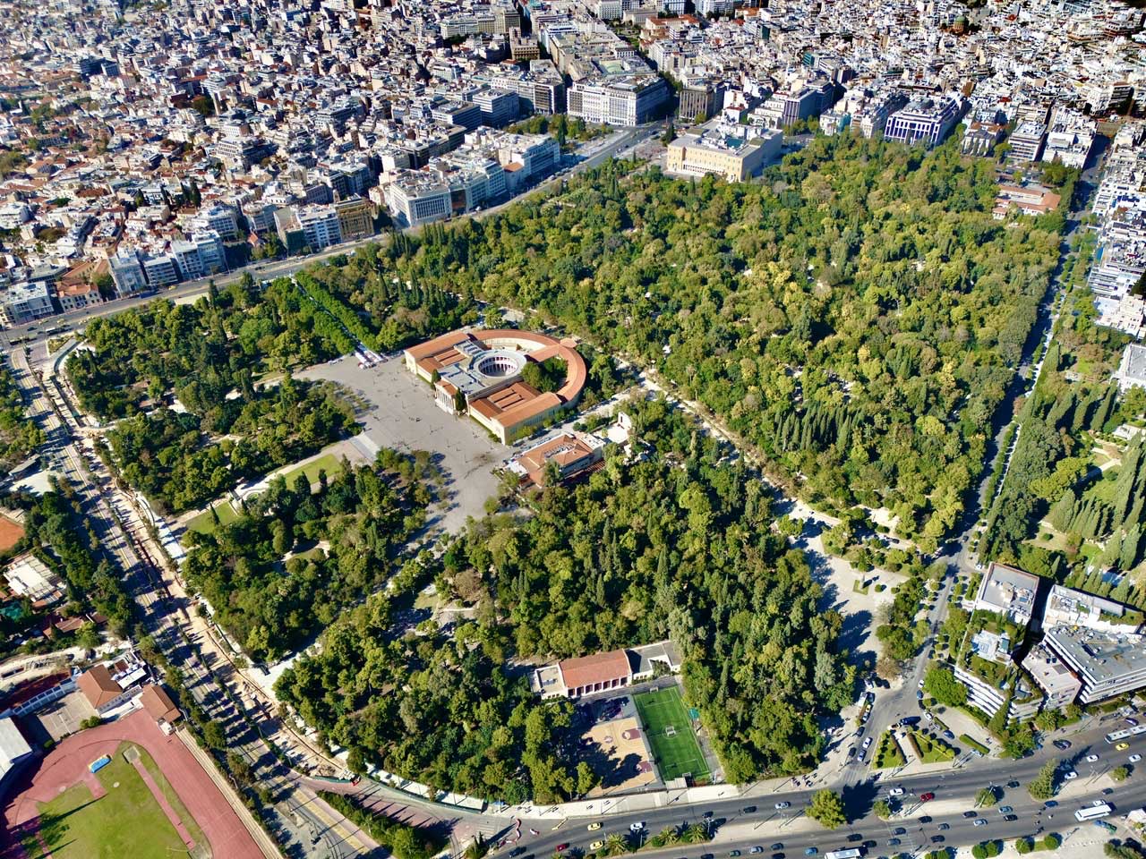 Aerial view of national garden.