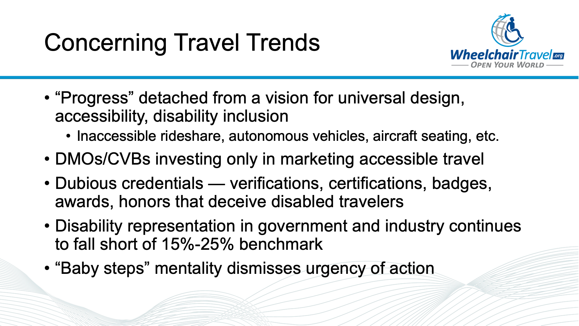 Slide titled Concerning Travel Trends.