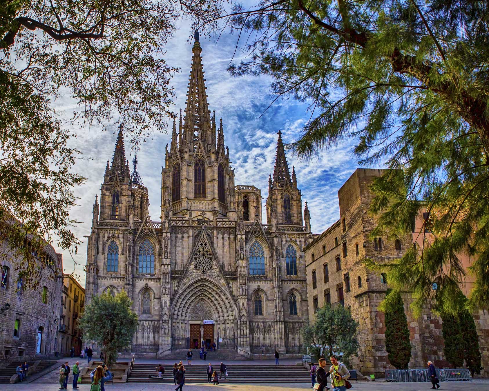 Barcelona Cathedral in old town.