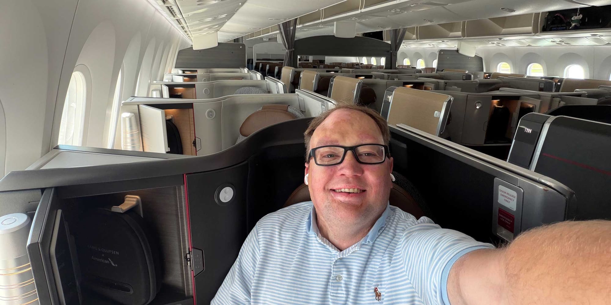 Selfie of John seated in Flagship Suite.