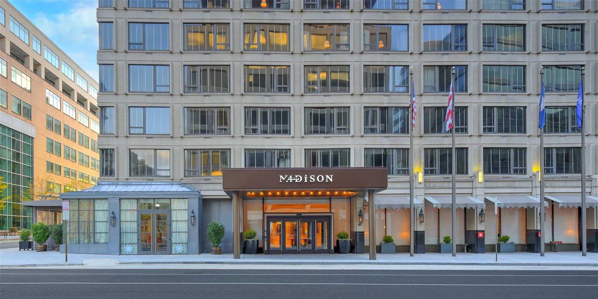 Exterior facade of hotel in Washington, District of Columbia.