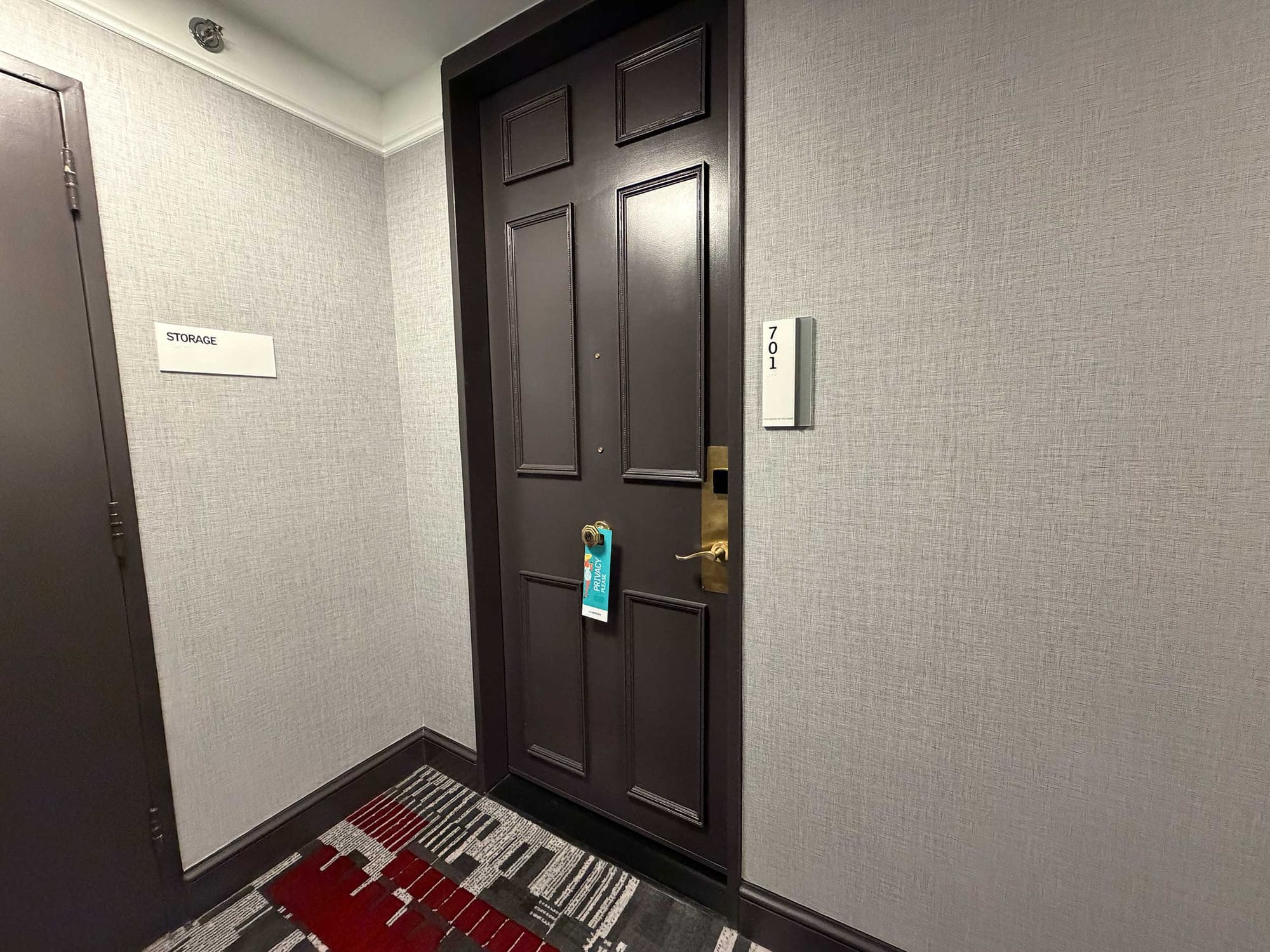 Door to accessible hotel room.
