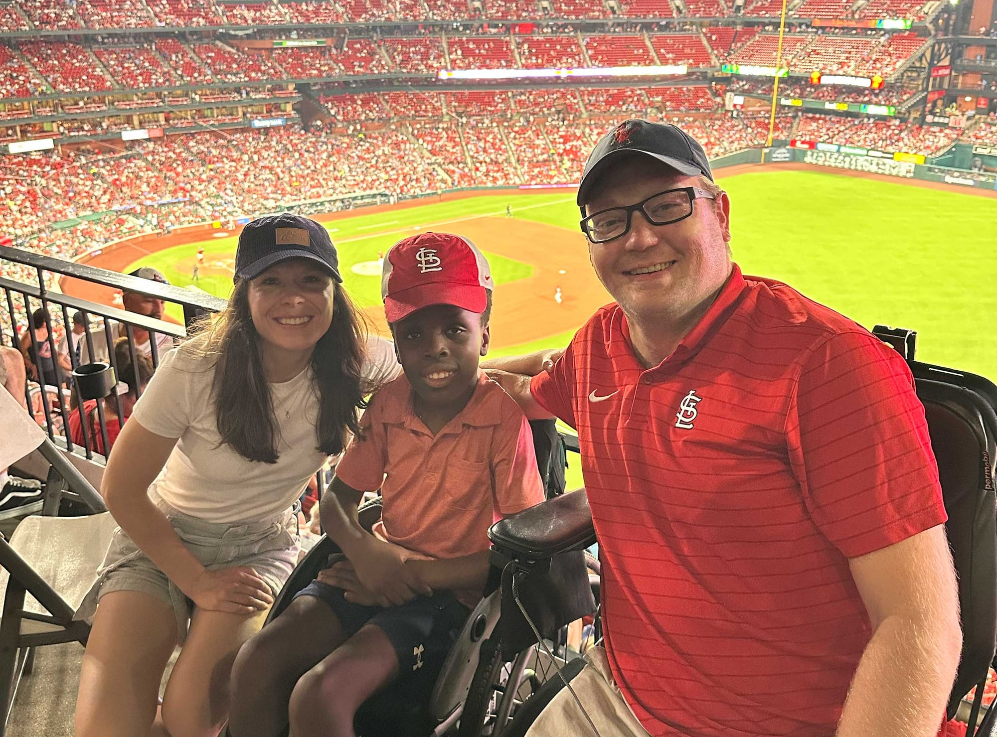 John, Stevie and Robert at a Saint Louis Cardinals baseball game.