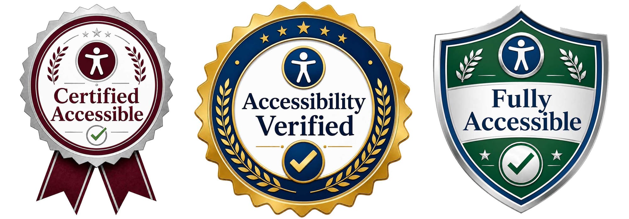 Accessibility certification badges.