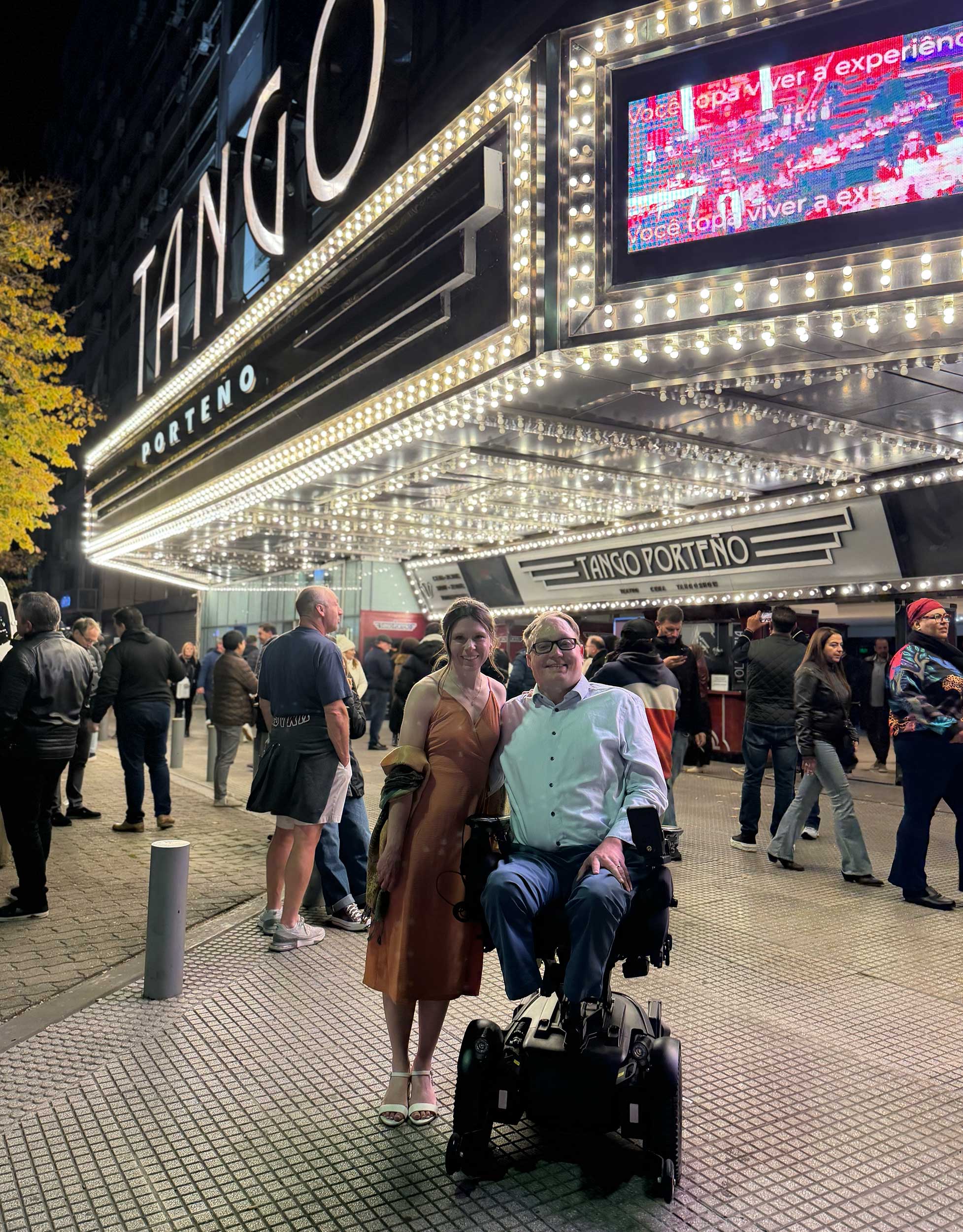 John and Stevie pictured outside of tango theater.