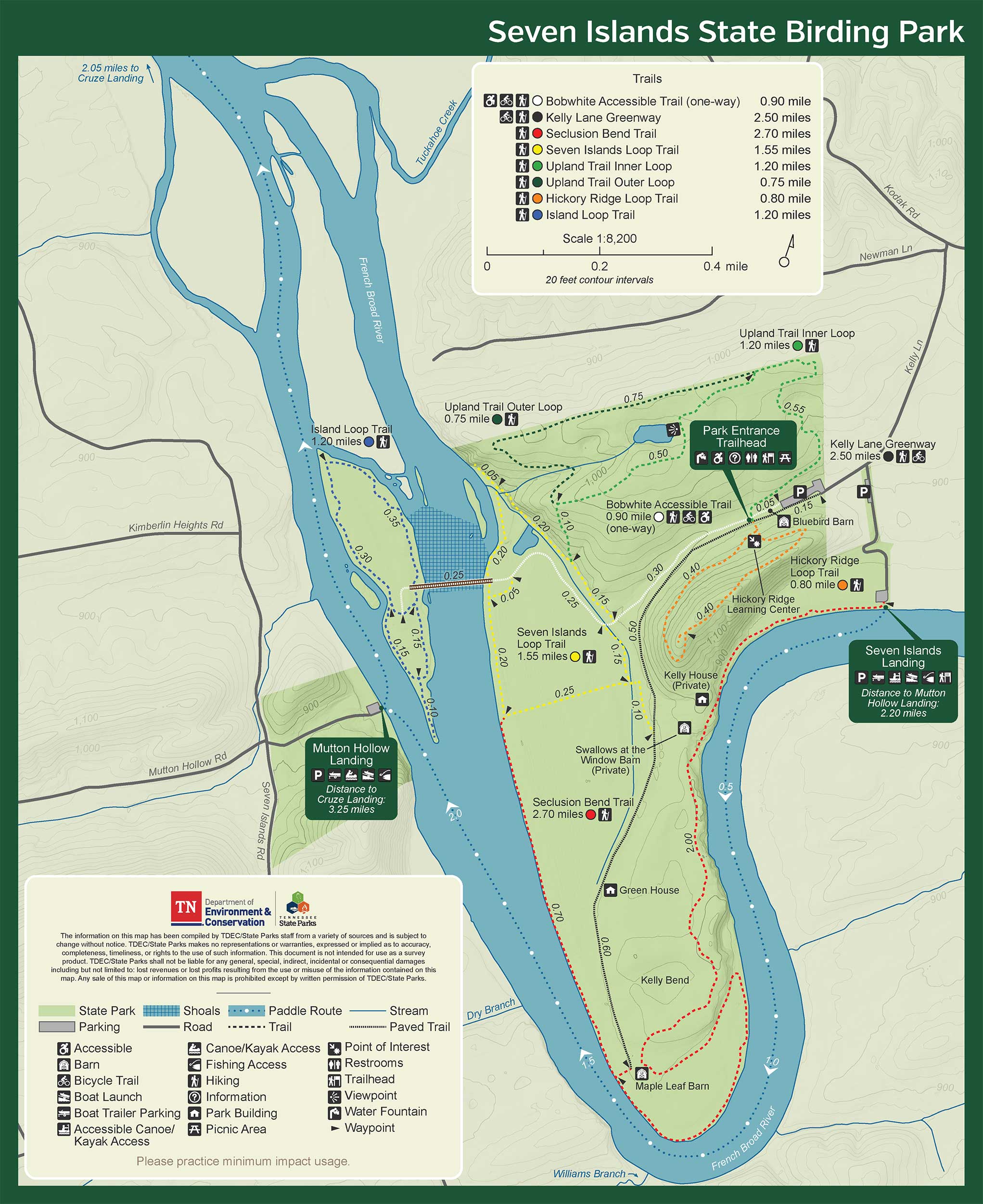 Map of trails at birding park.