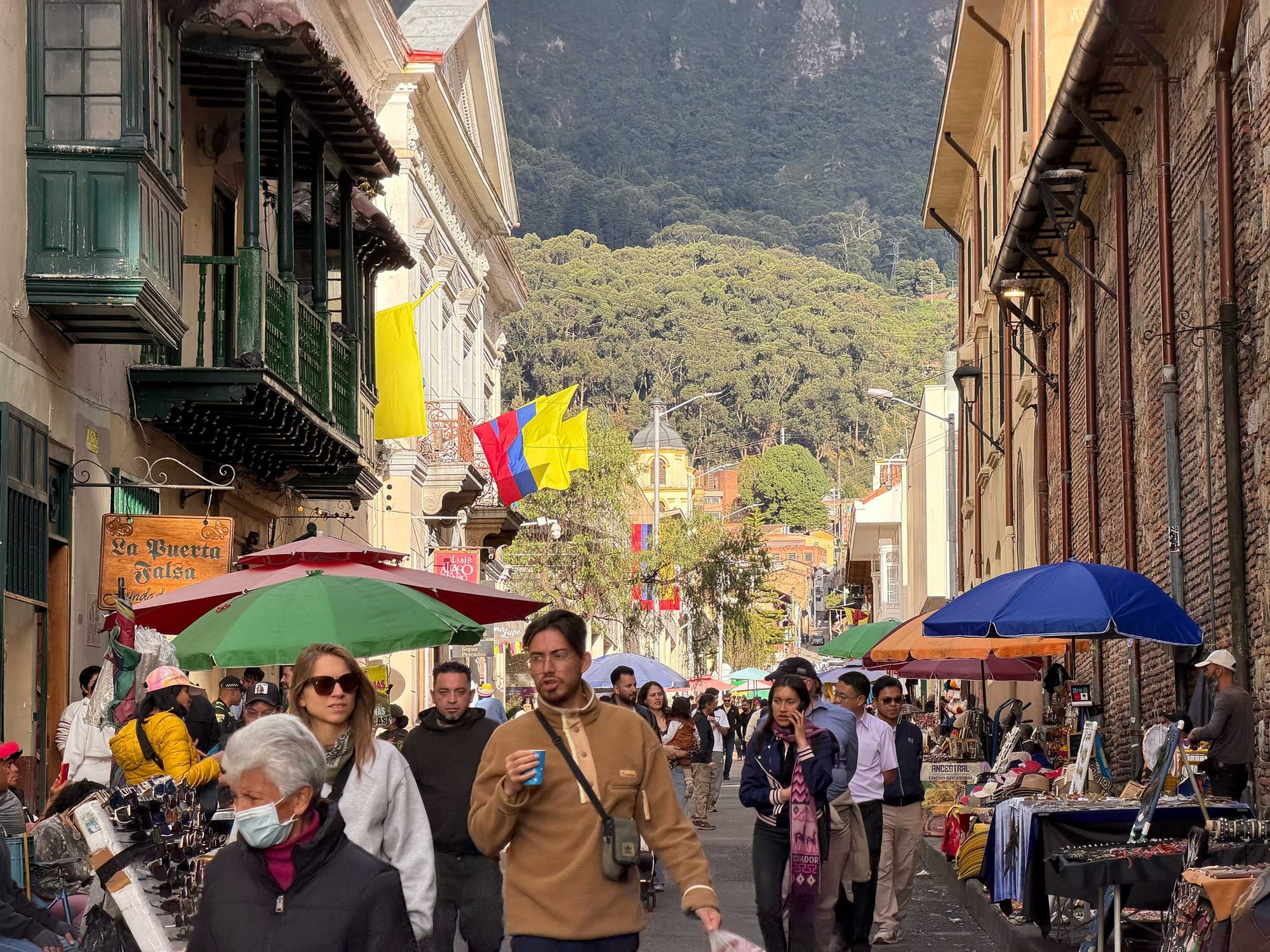 Busy street with vendors.