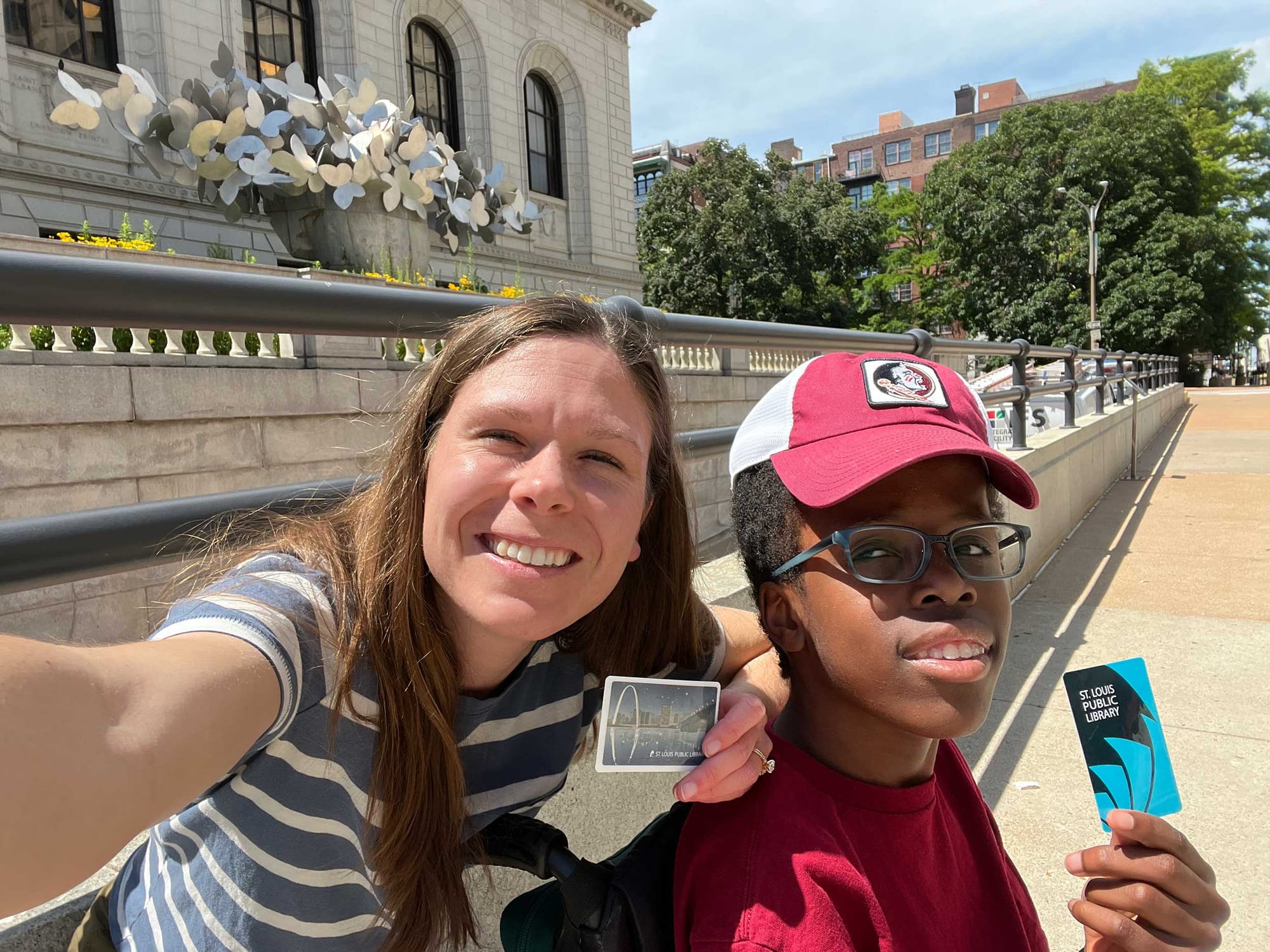 Stevie and Robert with their St. Louis Public Library cards.