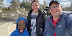 John and family inside of Hyde Park in London.