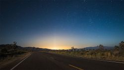 Country road at sunset.