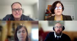 Screenshot from Zoom call of John Morris and three guests from New England ADA Center.