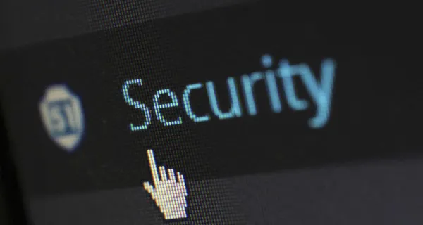 Computer cursor hovering over security link.