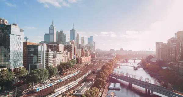 Melbourne city skyline.