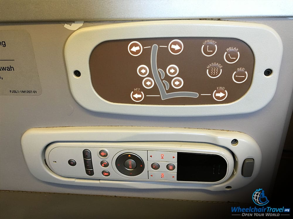 Garuda Indonesia Business Class Seat Controls