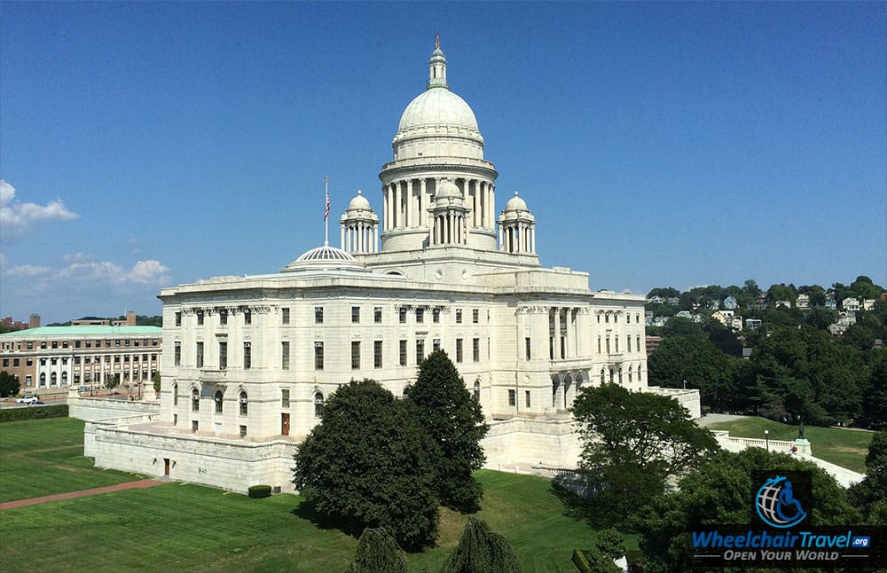 Photo Description: View of the Rhode Island State House from a window in the Vice Presidential Suite.